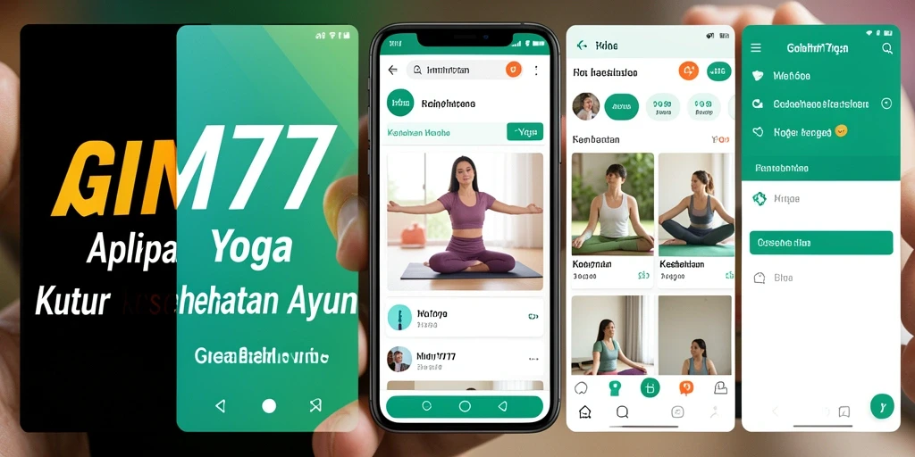 Tampilan antarmuka aplikasi GIM777 untuk latihan yoga yang interaktif.