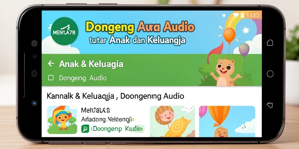Antarmuka MENYALA78 menampilkan daftar dongeng audio yang menarik.