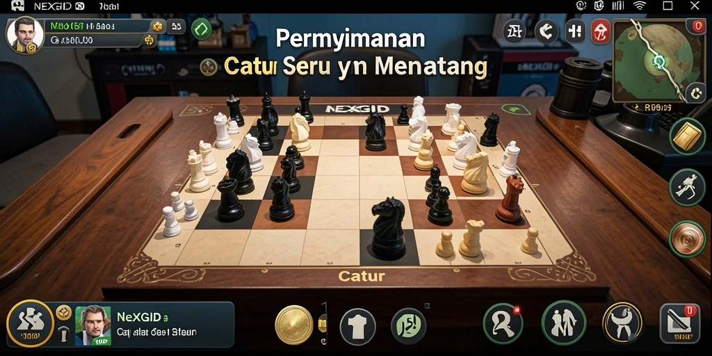 Screenshot NEXGID menampilkan pengalaman bermain catur yang seru.