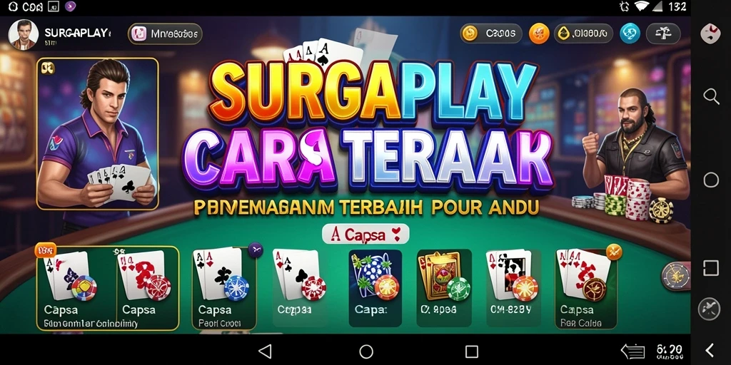 Antarmuka pengguna SURGAPLAY dengan elemen permainan Capsa.